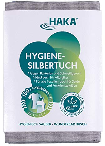HAKA Hygiene Silbertuch, 1 Stück (150 WL), antibakteriell, für frische Wäsche, neutralisiert Gerüche, wirkt ab 20 °C, Allergiker geeignet, wiederverwendbar, für Waschmaschine