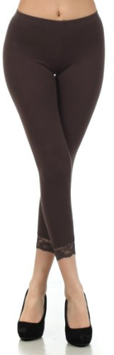 Sakkas bomull lycra blandning spets trim stretch capri leggings – tillverkad i USA