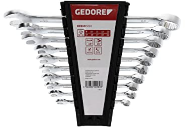 GEDORE red Ring-Maulschlüssel-Satz, 10-teilig, SW 8-22, Chrom-Vanadium-Stahl, Silber