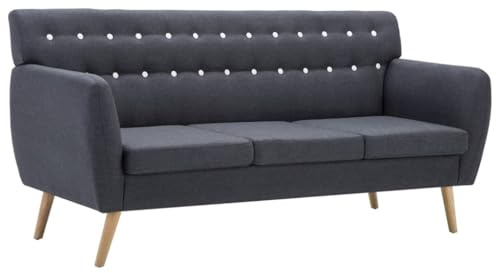 vidaXL Divano a 3 Posti Imbottito Stoffa 172x70x82cm Grigio Scuro Sofà Canapé