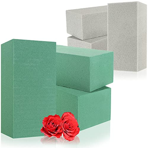 com-four® 6x Spugna per Composizioni Floreali - Schiuma Floreale per Fiori Freschi e Fiori Secchi - Floral Foam Bricolage per Matrimonio, Pasqua, ecc.