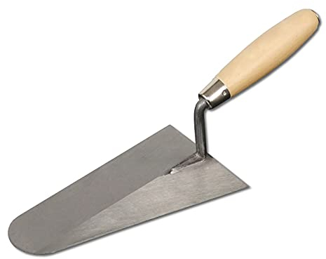 DEWEPRO Italienische Kelle 220 x 215mm – Profi-Putzkelle mit Holzgriff und Edelstahlblatt für Mörtel Verputzen Glätten Maurerarbeiten Innen Außen