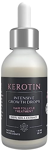 Kerotin Hair Growth Serum with Castor Oil for Hair Loss in Women, DHT Blocker, Promotes Scalp Care & Thicker Fuller Hair, Thickening Drops, Natural, Sulfate & Cruelty Free, Made in USA