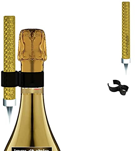 Inevitable Party Flaming Ice Fountain with Bottle Clip for Prosecco and Champagne Bottles (Gold x 1)