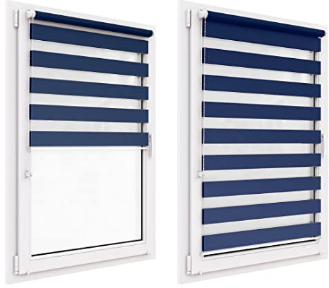 Doppelrollo ohne Bohren, 130x220 cm Stoffgröße, Duo Rollo Klemmfix, Easyfix, lichtdurchlässig und verdunkelnd, Day&Night, Klemmrollo Sonnenschutzrollo Fensterrollo für Fenster & Türen