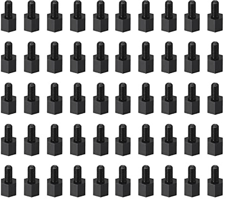 YOKIVE 150Stk M3 Standoff Schrauben Nylon Sechskant PCB Schwarz 5mm+6mm | Abstandshalter, Mit Hoch Isolierung Wirkung Halten Höhe Einheitlich Groß, Für Hauptplatine