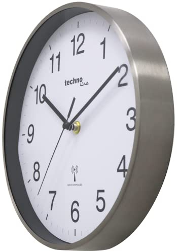 technoline liten, analog radioväggklocka WT8925 i silver, 25 cm