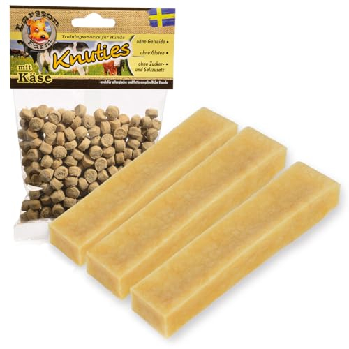 Larsson | 3er Set - Yaky Kaukäse - Hundekaustange | L | je 80-100g | 3 Stück + Gratisbeilage 1 x KNUTIES - Kartoffel-KÄSE 150g