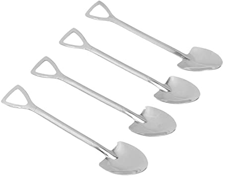 Cuillère à Crème Glacée Petite, Durable, Réutilisable Une Petite Cuillère à café Mignonne et Portable en Acier Inoxydable (Pelle à 4 pointes)