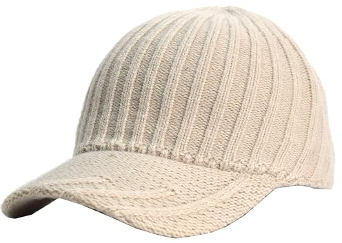 HilyBony Damen Strick-Baseballmütze für den Winter – warme Beanie-Mütze Newsboy Cap Kaltes Wetter Baskenmütze, beige, M