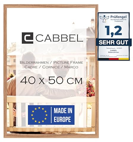 CABBEL Cornice 40x50 cm, Rovere, robusta cornice in legno MDF, plexiglass infrangibile, da appendere e da