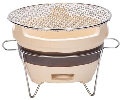JISADER Petit Gril à Charbon de Bois, poêle en Argile Multifonctionnel avec Treillis métallique, poêle de Barbecue en poterie Portable Japonais pour la, c