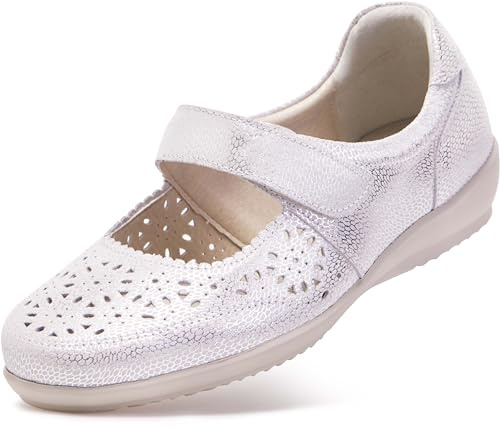 Cosyfeet Harriet - Silver Snake Punch - 9-6E Width - Extra Wide Women's Shoes