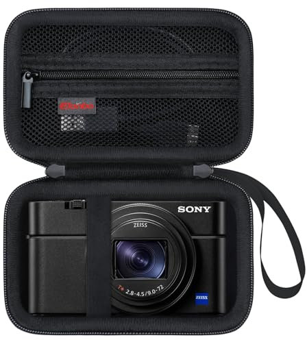 Elonbo Étui de Transport pour Appareil Photo Numérique Compact Sony RX100 VII/ RX100 VI/ RX100 V/ RX100 IV/ RX100 III, Sac de Voyage Vlogging Camera, Noir