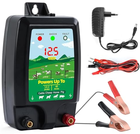 10KM Clôture électrique, Clôture électrique pour bétail, Animaux, Électrificateur de clôture électrique, Haute Puissance, Protection Parfaite pour Les Pâturages