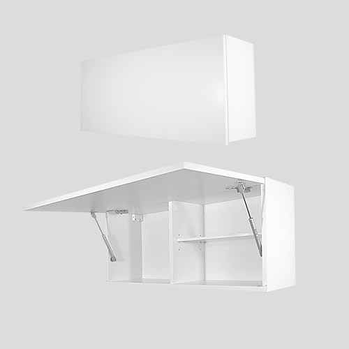 Milionmeblicom Mobilietto Pensile da Bagno Laura Salvaspazio Mobile da Parete Sospeso Armadietto Pieghevole con Apertura Telescopica Mobilietti con Ripiano, Bianco Opaco, 39 x 90 x 23 cm