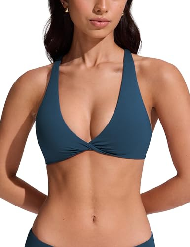 CRZ YOGA da Donna Collo a V Reggiseni Bikini Torsione Frontale Vestito da Bagno Incrociato sul Retro Imbottita Insignia Blu 40