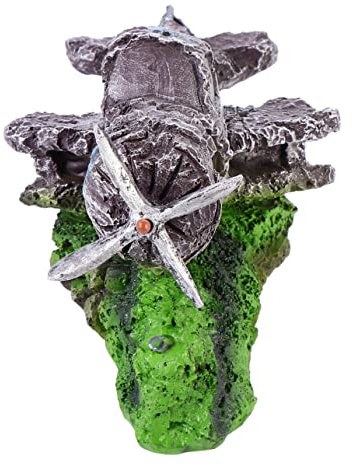 HAPINARY Aquarium Deko Resinschmuck Flugzeugwrack Für Fischbecken Stabil Und Geruchlos Bietet Sicheren Unterschlupf Für Fische Langlebig Nostalgische Atmosphäre Für Aquarienlandschaften