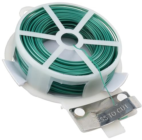 AERZETIX - C77195 - Rotolo di filo da giardino flessibile 30m x Ø0.5mm con protezione in plastica - filo di ferro morbido ritorto - striscia di serraggio - corde e fili di fissaggio