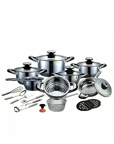 A.M.C. Kochgeschirr-Set, 23-teilig, aus Edelstahl, Induktion, Antihaftbeschichtung