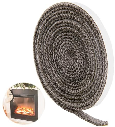 Log Burner Rope Seal 10mm x 3m Fire Ropes for Wood Burning Stove Self Adhesive Fireplace Stove Rope Seal Tape Flat Glass Fiberglass Cooktop for Chimney Fireplace Oven