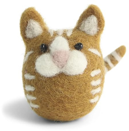 Én Gry & Sif - Gelbe Katze aus Wolle - Hänger für Weihnachten (1 Stück, 8x4x5cm)