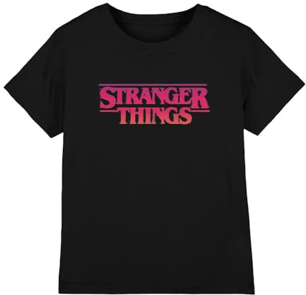 Stranger Things solnedgång logo flickor t-shirt, svart, 12-13 år, Svart, 12-13 År