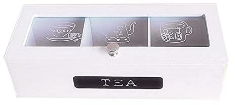 XWZZSY 3 Compartments Bamboo System Tea Bag Box Jewelry Organizer Tea Box Organizer Wood Sugar Packet Container