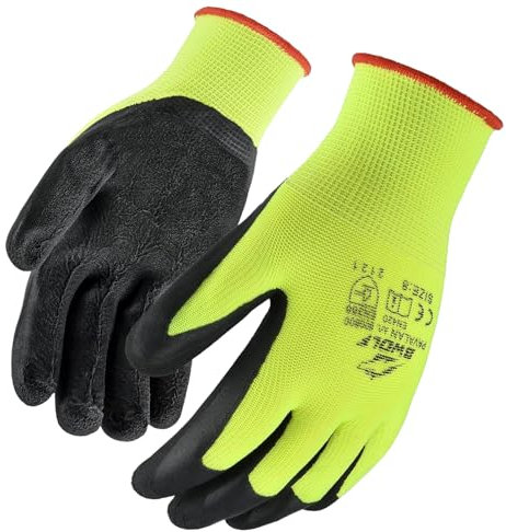 BWOLF PAVALAN Lot de 12 paires de gants de travail pour homme et femme, gants de mécanicien, gants de montage avec revêtement en latex robuste (12, 11)