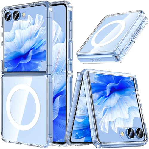 OWKEY Samsung Galaxy Z Flip 7 Hülle, Magnetisch Samsung Flip 7 Hülle Kompatibel mit Magsafe,[Militärschutz Stoßfest] Transparent Handyhülle Samsung Z Flip 7 Case Dünn Cover Schutzhülle, Crystal Clear