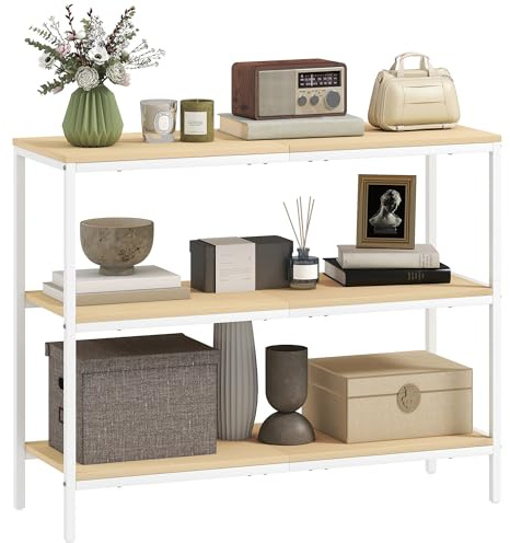 HOMCOM Mesa de Consola Estrecha Moderna 101x35x80 cm Natural y Blanco