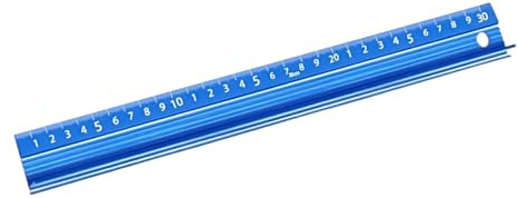 Hoite Règle de coupe en aluminium à poignée surélevée de 30 cm, outil de mesure pour mesurer le cuir (bleu)