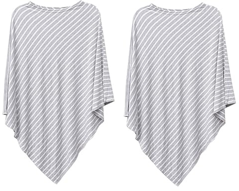 Yardwe 2 Piezas Bufanda de Lactancia y para Cochecito de Pañuelo Rayas Gris Modal Transpirable y Absorbente para Uso Exterior