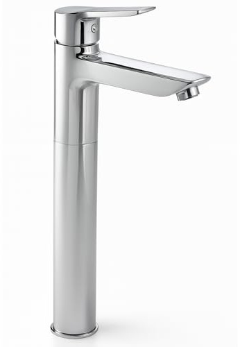 Paragon - Miscelatore monocomando alto per lavabo, finitura cromata, in ottone massiccio, rubinetto monocomando per lavabo da appoggio