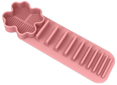 Deep Clean make up brush cleaner for Makeup Brushes with Suction Cup, Washing and drying integrated suction wall silicone makeup brush holder, Sponge and Powder Puff Care