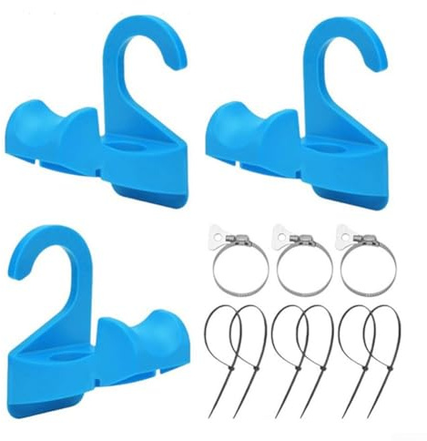 PureBowlic Pool Pipe Holders For Intex & For HECHT Above Ground Pools, Adjustable Plunger Valve Brackets For Cable Ties To Secure Pipes And Protect Liner From Tears, 3-Pack Plastic Pool