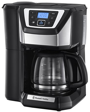 Russell Hobbs Chester Grind & Brew Filter Coffee Machine, Bean to cup, Quiet brew technology, 1.5L Carafe/12 cups, 4-12 Cup brewing option, 24hr timer, 40min keep warm, Washable filter, 1025W, 22000