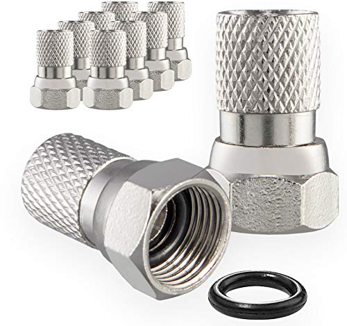 HB-DIGITAL Lot de 10 fiches F de 7 mm avec joint en caoutchouc et écrou large pour câble d'antenne coaxial, câble satellite, installations BK