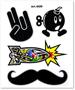 4R Quattroerre.it 6128 Sticker Bomb Aufkleber Hand Bombe Schnurrbart, 10 x 12 cm