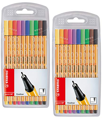 Fineliner - STABILO point 88 - 2x 10er Pack - Standardfarben