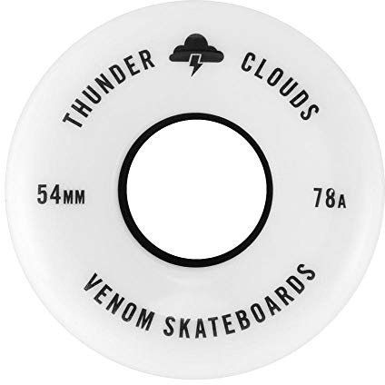 Venom Skateboards Thunder Clouds V2 All Terrain Street Skateboard Wheels Soft Grippy 78a Longboard Cruiser Perfect for Rough Ground - 54mm, 56mm, 58mm, 60mm