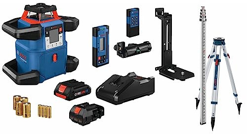 BOSCH GRL4000-80CHVK REVOLVE 18V Connected Self-Leveling Horizontal/Vertical Rotary Laser Kit, Includes CORE18V 4 Ah Battery & Charger, Tripod, Grade Rod, Receiver, Carrying Case, & Accessories