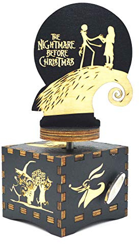 Micteney Carillon in Legno con Scritta Nightmare Christmas, Regalo per Bambini per Halloween, Natale, Nightmare Before Xmas, Play Tune This is Halloween