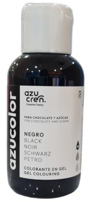 Azucren - AZUCOLOR - Colorante Alimentario en Gel - Colorantes Concentrados para Repostería, Decoración, Glaseado, Macarons, Galletas, Caramelos, Azúcar y Chocolate - 50 Gr (Negro)
