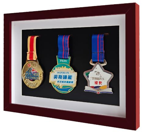 Medaillen-Display-Rahmen, 3 Medaillen-Display-Rahmen, Schattenbox-Rahmen zum Ausstellen von Medaillen-Auszeichnungen, für Läufer, Marathon, Gymnastik und alle Sportarten (23,9 x 33 cm)