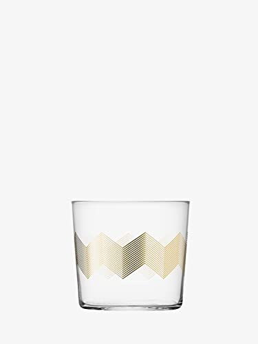 LSA International Chevron Tumbler 310ml Gold Assorted | Set of 4 | Mouthblown & Handmade Glass | CH10
