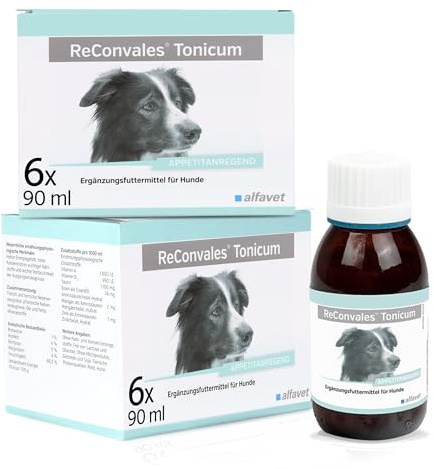 Alfavet ReConvales Tonicum hund – 2 x 6 x 90 ml tilläggsfoder | Läcker tonic i rekonvalescens med undervikt, aptitstimulerande med viktiga elektrolyter och vitaminer
