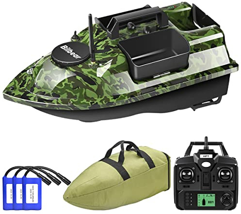 500M Futterboot mit GPS Angeln GPS Köderboot 3 Trichter Karpfenfischen Boot,3xBatterien,Handtasche (Camo Boot)