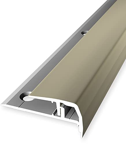 PROVISTON | Treppenkantenprofil | Metallprofil | Breite: 33 mm | Höhenausgleich: 7-14 mm | Länge: 1000 mm | Aluminiumprofil | Sand | 1 Stück