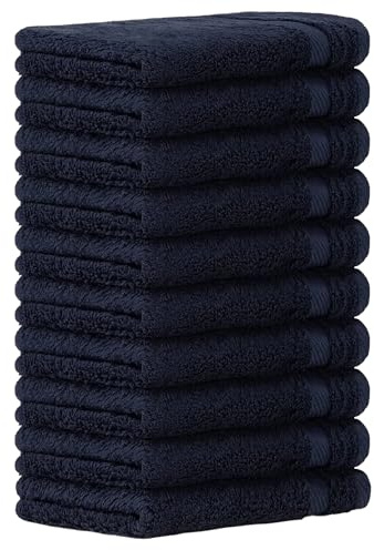 Luckytowel Seiftücher Set 30x30cm – Oeko-TEX kleine Waschlappen Set aus 100% Baumwolle mit 600 g/m² – mit Aufhängeschlaufe – flauschig & saugstark – Gästehandtücher 30x30 – 10er Pack Dunkelblau